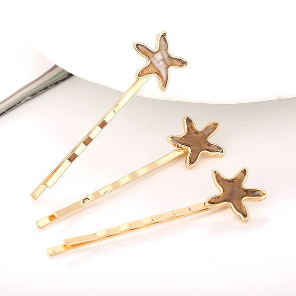 Wholesale Alloy Hairpin With Starfish Shell Design And Electroplating Treatment For Women