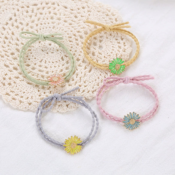 Wholesale Alloy Handmade Daisy Flower Hair Rope Headband Bow For Girls