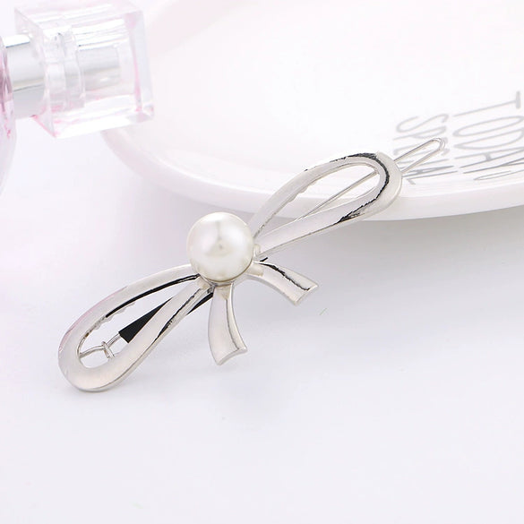 Wholesale Alloy Handmade Electroplated Women's Bow Side Clip Hairpin Hair Accessory
