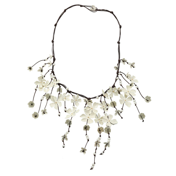 Wholesale Alloy Handmade Floral Multilayer Bohemian Style Women's Necklace With Snake Bone Chain