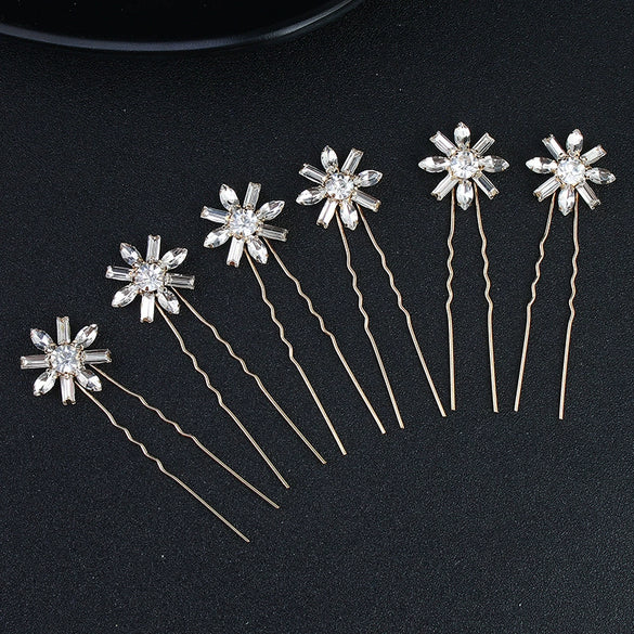 Wholesale Alloy Handmade Flower Ushaped Bridal Hairpin Hair Accessories