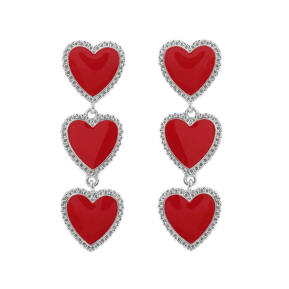 Wholesale Alloy Heart Pattern Dripping Oil Style Women's Earrings