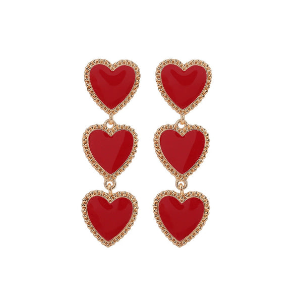 Wholesale Alloy Heart Pattern Dripping Oil Style Women's Earrings