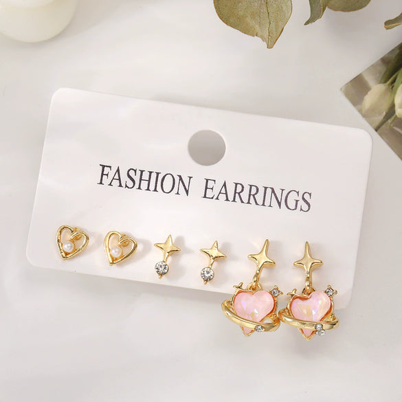 Wholesale Alloy Heart Shape Electroplated Sweet And Cool Style Women's Earrings