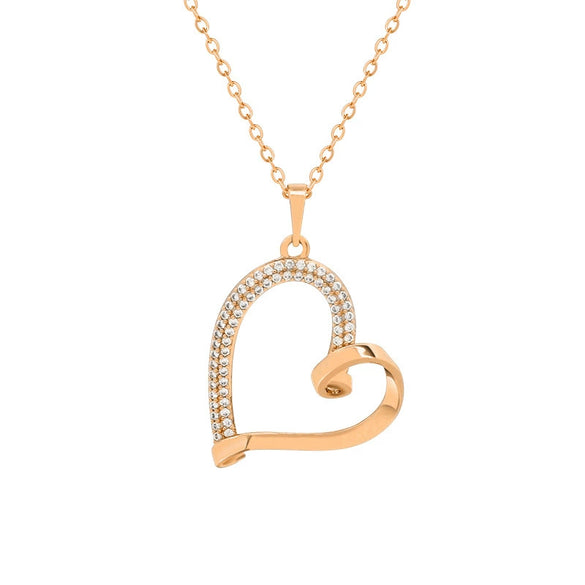 Wholesale Alloy Heart Shape Elegant Microinlaid Zircon Necklace Pendant With Electroplating