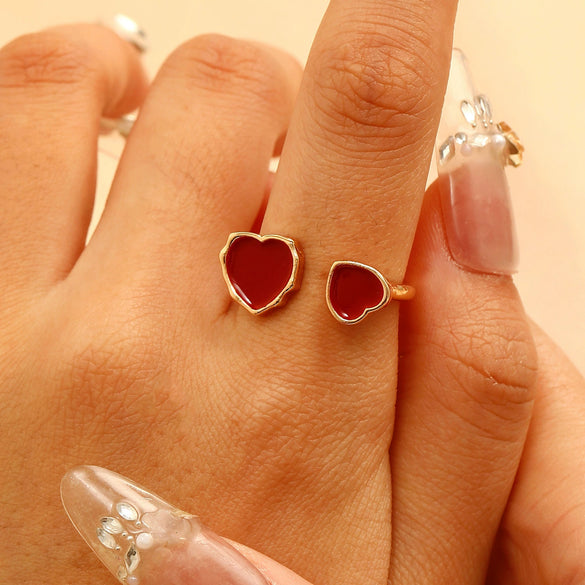 Wholesale Alloy Heart Shape Oil Drop Style Women's Ring