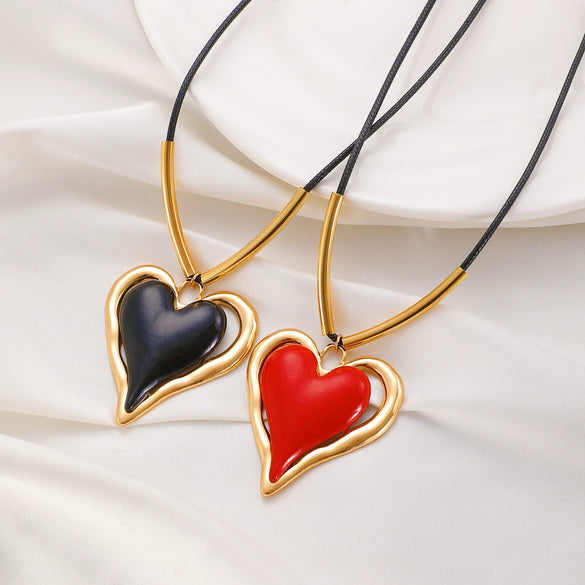 Wholesale Alloy Heart Shape Pendant Necklace Electroplating Hiphop Style For Women