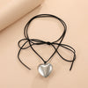 Wholesale Alloy Heart Shape Pendant Necklace With Thread Rope Chain And Electroplating Treatment