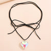 Wholesale Alloy Heart Shape Pendant Necklace With Thread Rope Chain And Electroplating Treatment