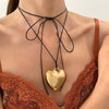Wholesale Alloy Heart Shape Pendant Necklace With Thread Rope Chain And Electroplating Treatment