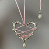 Wholesale Alloy Heart Shape Pendant Necklace With Thread Rope Chain And Electroplating Treatment
