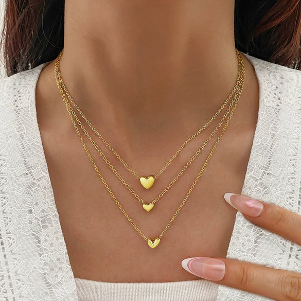 Wholesale Alloy Heart Shape Pendant O Word Chain Necklace With Electroplating For Women