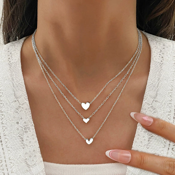 Wholesale Alloy Heart Shape Pendant O Word Chain Necklace With Electroplating For Women