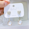 Wholesale Alloy Heart Tassel Pearl Stud Earrings For Women With Electroplating Design