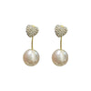 Wholesale Alloy Heart Tassel Pearl Stud Earrings For Women With Electroplating Design