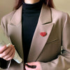 Wholesale Alloy Heartshaped Red Diamond Brooch For Women With Electroplating Process