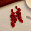 Wholesale Alloy High Sense Retro Geometric Electroplated Red Tassel Women's Earrings