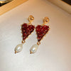Wholesale Alloy High Sense Retro Geometric Electroplated Red Tassel Women's Earrings