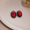 Wholesale Alloy High Sense Retro Geometric Electroplated Red Tassel Women's Earrings