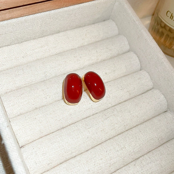 Wholesale Alloy High Sense Retro Geometric Electroplated Red Tassel Women's Earrings
