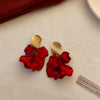 Wholesale Alloy High Sense Retro Geometric Electroplated Red Tassel Women's Earrings