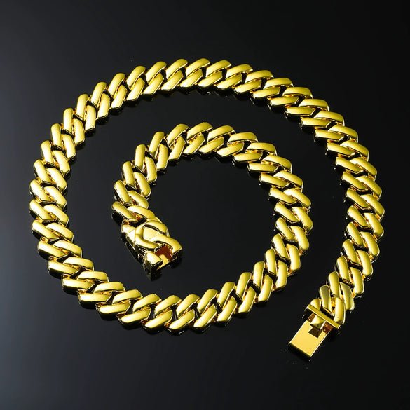 Wholesale Alloy Hip Hop Geometric Cuban Chain Necklace With Electroplating