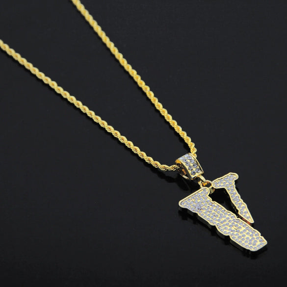 Wholesale Alloy Hip Hop Geometric Pendant Necklace With Electroplating Treatment And Twist Chain