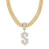 Wholesale Alloy Hip Hop Style Cuban Chain With English Letter S Pendant And Diamond Design Men's Necklace