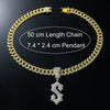 Wholesale Alloy Hip Hop Style Cuban Chain With English Letter S Pendant And Diamond Design Men's Necklace
