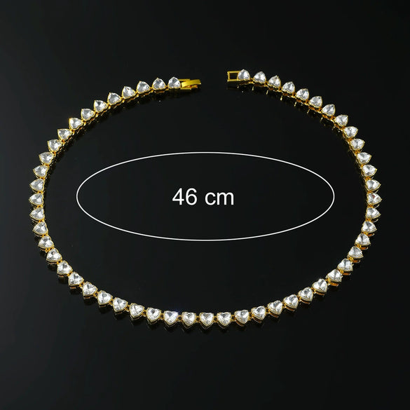 Wholesale Alloy Hip Hop Style Geometric Heart Stitching Diamond Necklace For Men
