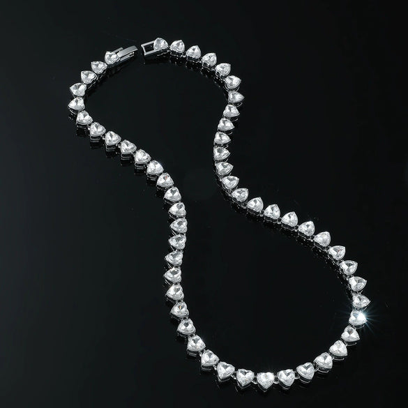 Wholesale Alloy Hip Hop Style Geometric Heart Stitching Diamond Necklace For Men