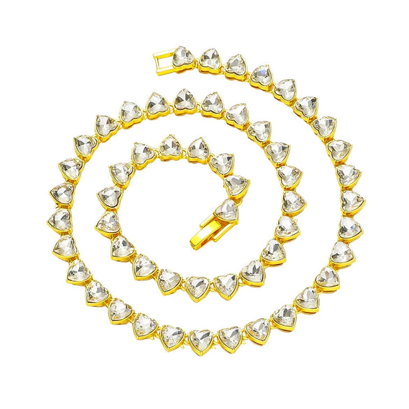 Wholesale Alloy Hip Hop Style Geometric Heart Stitching Diamond Necklace For Men