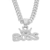 Wholesale Alloy Hiphop Exaggerated Crown Letter Pendant Cuban Chain Men's Jewelry With Diamond Design