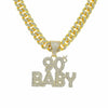 Wholesale Alloy Hiphop Exaggerated Letters Diamond Pendant Necklace For Men With Cuban Chain