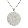 Wholesale Alloy Hiphop Geometric Diamond Round Pendant Long Necklace For Men With Twist Chain