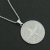 Wholesale Alloy Hiphop Geometric Diamond Round Pendant Long Necklace For Men With Twist Chain