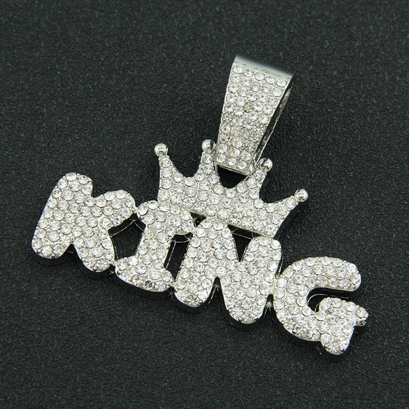 Wholesale Alloy Hiphop Letter Pendant Necklace With Diamond Treatment And Cuban Chain