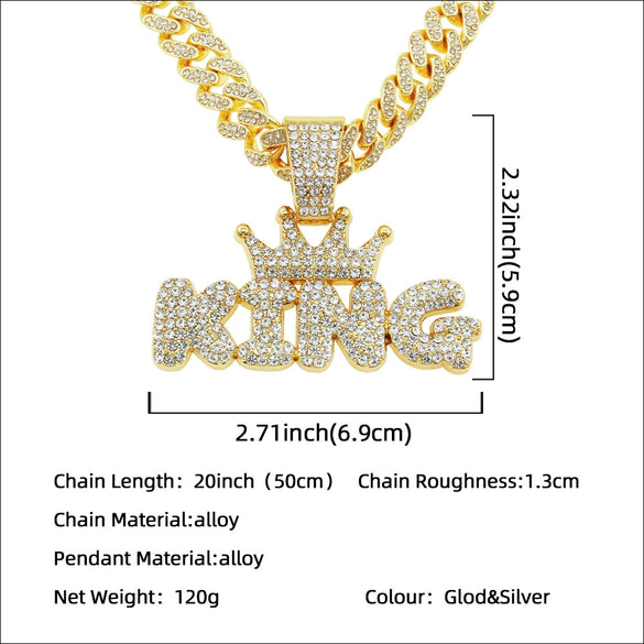 Wholesale Alloy Hiphop Letter Pendant Necklace With Diamond Treatment And Cuban Chain