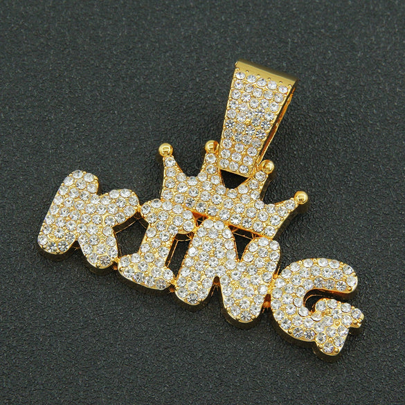 Wholesale Alloy Hiphop Letter Pendant Necklace With Diamond Treatment And Cuban Chain