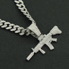 Wholesale Alloy Hiphop Style Geometric Diamond Gun Pendant Cuban Necklace For Men