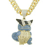 Wholesale Alloy Hiphop Style Threedimensional Cartoon Animal Pendant Necklace With Diamond Inlay And Cuban Chain