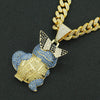 Wholesale Alloy Hiphop Style Threedimensional Cartoon Animal Pendant Necklace With Diamond Inlay And Cuban Chain