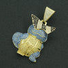 Wholesale Alloy Hiphop Style Threedimensional Cartoon Animal Pendant Necklace With Diamond Inlay And Cuban Chain