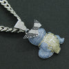 Wholesale Alloy Hiphop Style Threedimensional Cartoon Animal Pendant Necklace With Diamond Inlay And Cuban Chain