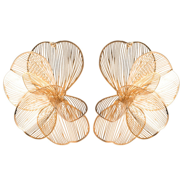 Wholesale Alloy Hollow Flower Earrings With Electroplating For Women Creative And Sweet Design
