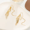 Wholesale Alloy Hollow Leaf Earrings Women's Fashion Light Luxury Niche Design Long Tassel Ear Wire With Electroplating