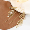 Wholesale Alloy Hollow Leaf Earrings Women's Fashion Light Luxury Niche Design Long Tassel Ear Wire With Electroplating