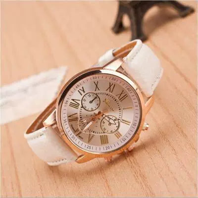 Wholesale Alloy Imitation Leather Strap Quartz Watch With Round Dial And Roman Numeral Scale Leisure Style