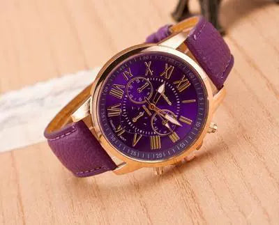 Wholesale Alloy Imitation Leather Strap Quartz Watch With Round Dial And Roman Numeral Scale Leisure Style