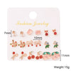 Wholesale Alloy Imitation Pearl Elegant Women's Earrings Set With Fruit Food Style And Geometric Pattern Electroplated